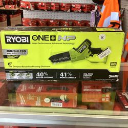 NEW) Ryobi ONE+ HP 18V Brushless 6 in. Battery Compact Pruning Mini Chainsaw (Tool Only) 