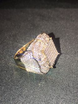 Men’s GOLD Finish Cz iced out bling Pinky Ring bust down rings.