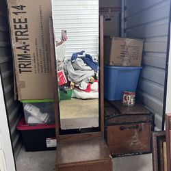 Antique Wardrobe Mirror with Drawer