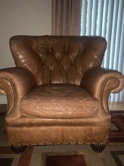  Oversized  Lillian August  Tufted Leather Chair