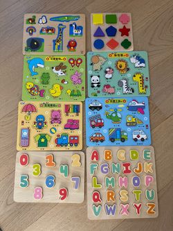 Wooden Toddler Puzzle Set – 8 Puzzles