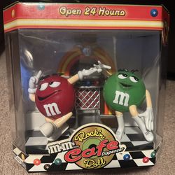 M&Ms Rock n roll candy dispenser plastic red and green character 