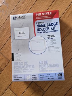 LOT of 5 (500 Pins) C-Line Pin Style Name Badge Holders w/Inserts 3x4 Inches