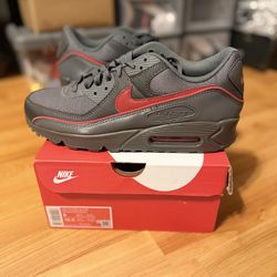 Nike Air Max 90 Premium “Iron Grey /Red” Mens Size 9