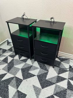 Black Night Stands with Led Lights