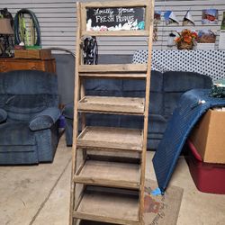 6 Tier Antique Farmhouse Wood Ladder Shelf