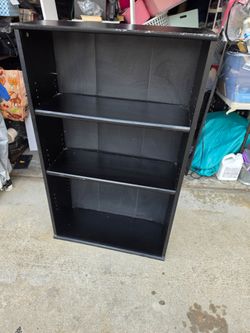Black Wood Bookcase with 3 Shelves