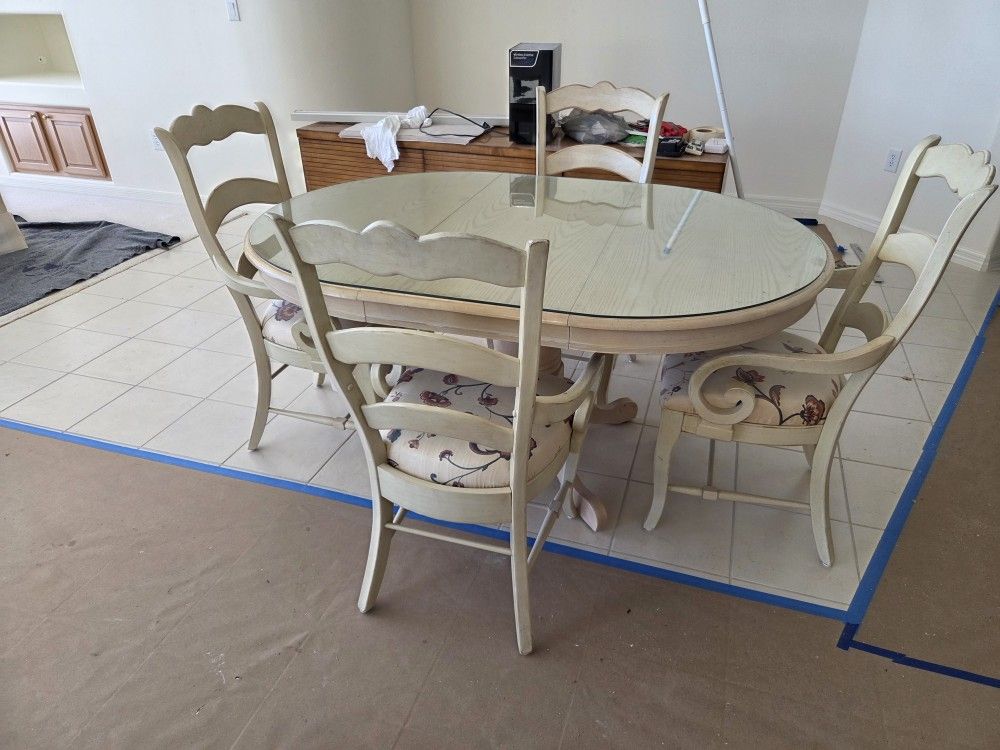 Wood Kitchen Dining Table With 6 Chairs 