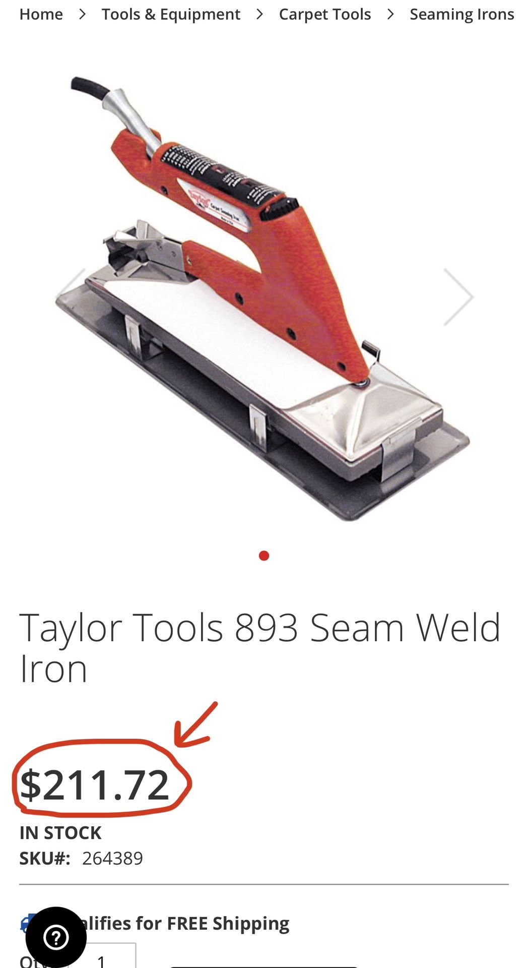 Taylor Tools 893 Seam Weld Iron Carpet Seaming