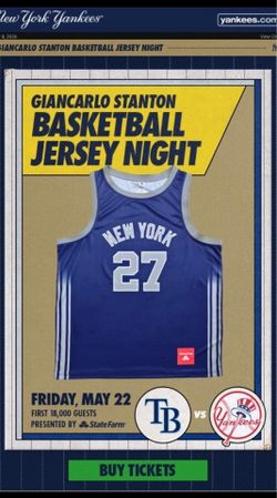 2026 NY Yankees Giancarlo Stanton Basketball Jersey official