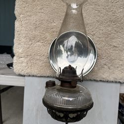 Antique Bradley & Hubbard cast-iron reflector lamp, patent dated Nov. 16, 1880.