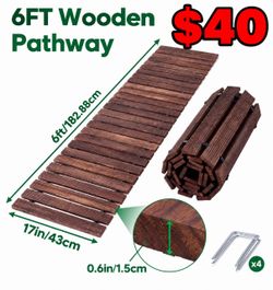 6FT Rollable Wooden Garden Pathway
