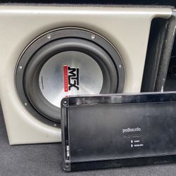 MTX Thunder 9500 12″ Car Subwoofer + Polk Audio 1000W Amp + Bass Knob