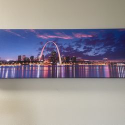 St. Louis Arch At Sunset/Dusk-Canvas Photo 12x36”