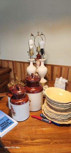  All Prices vary Vintage Lamps, Dishes, Art