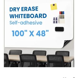 YOUNGJQ Large Magnetic Whiteboard Surface 100" x 48", Self-Adhesive & No Ghosting Dry Erase White Board Sheet for Wall, Peel and Stick Wallpaper for C