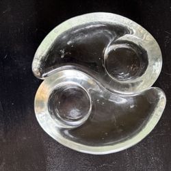 Glass Yin Yang Tea Light Candle Holder
