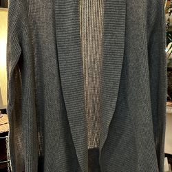 Ladies Large Loft Gray Sweater With Asymmetrical Hem