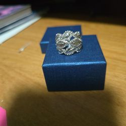 Size 6 White Sapphire  Sterling Silver Ring