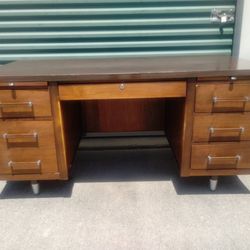 Vintage 1970's Mid Century Modern "Tanker" Desk - Made in NC!