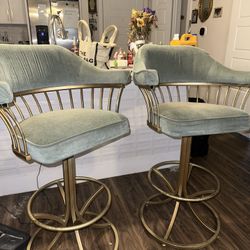 Beautiful Velvet And Gold Bar Stools