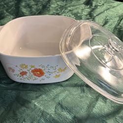 Vintage Corning Ware A-3-B, 3 QT Casserole Dish Wildflower w/Lid Pyrex A9C