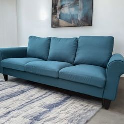 Comfy Modern Couch Teal Blue Sofa