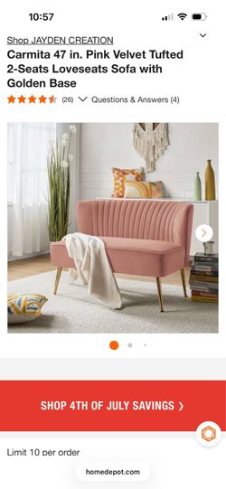 Pink Velvet Loveseat (NEW IN BOX)