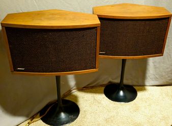 Bose 901 Series IV Speakers, Refurbished, with Active Equalizer, Vintage Speaker Wires, tulip stands