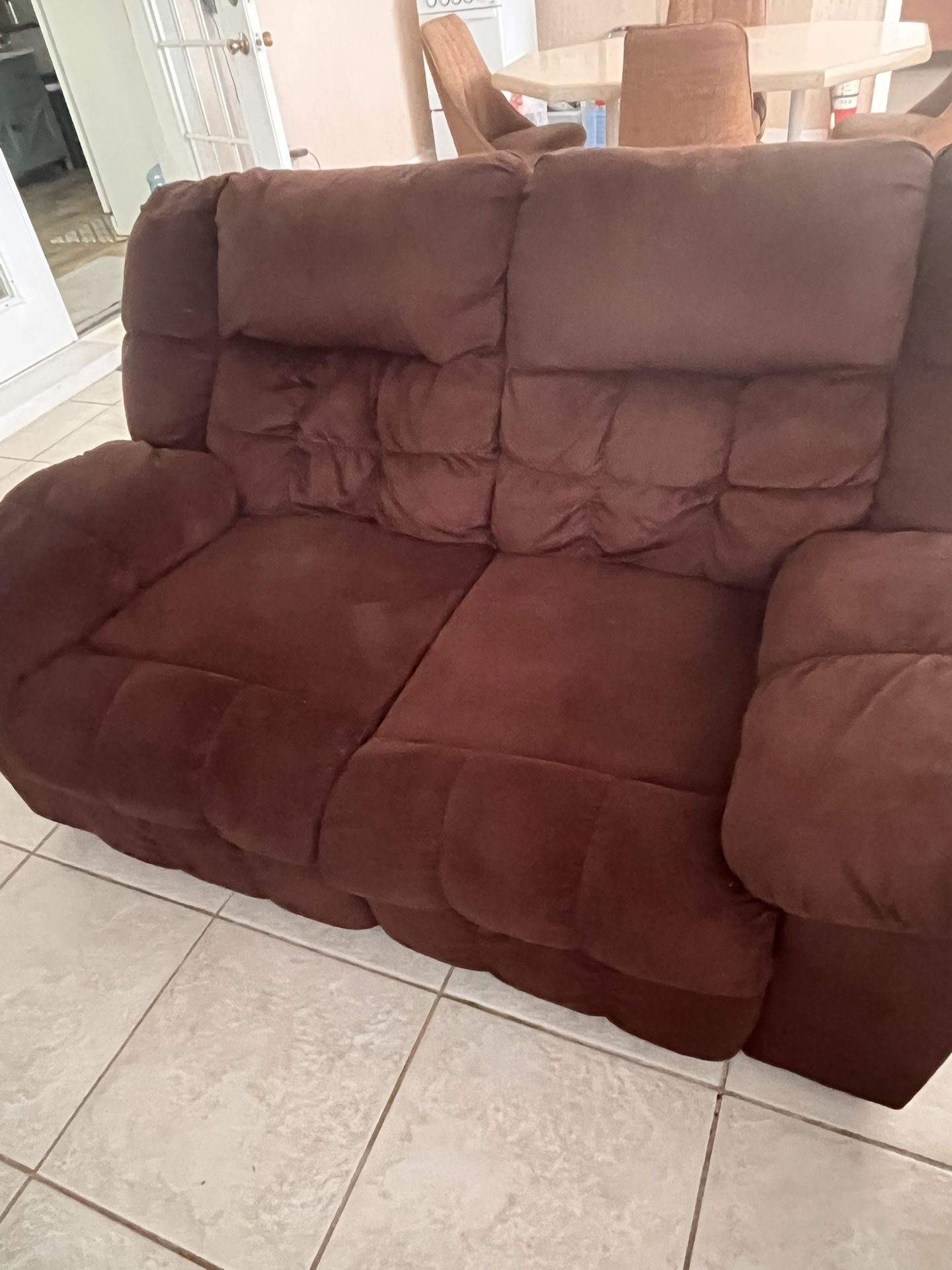 Brown Cloth Love Seat