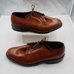 Johnston & Murphy Vintage Size 10.5 Plain Toe Blucher Derby Dress Shoes Tan