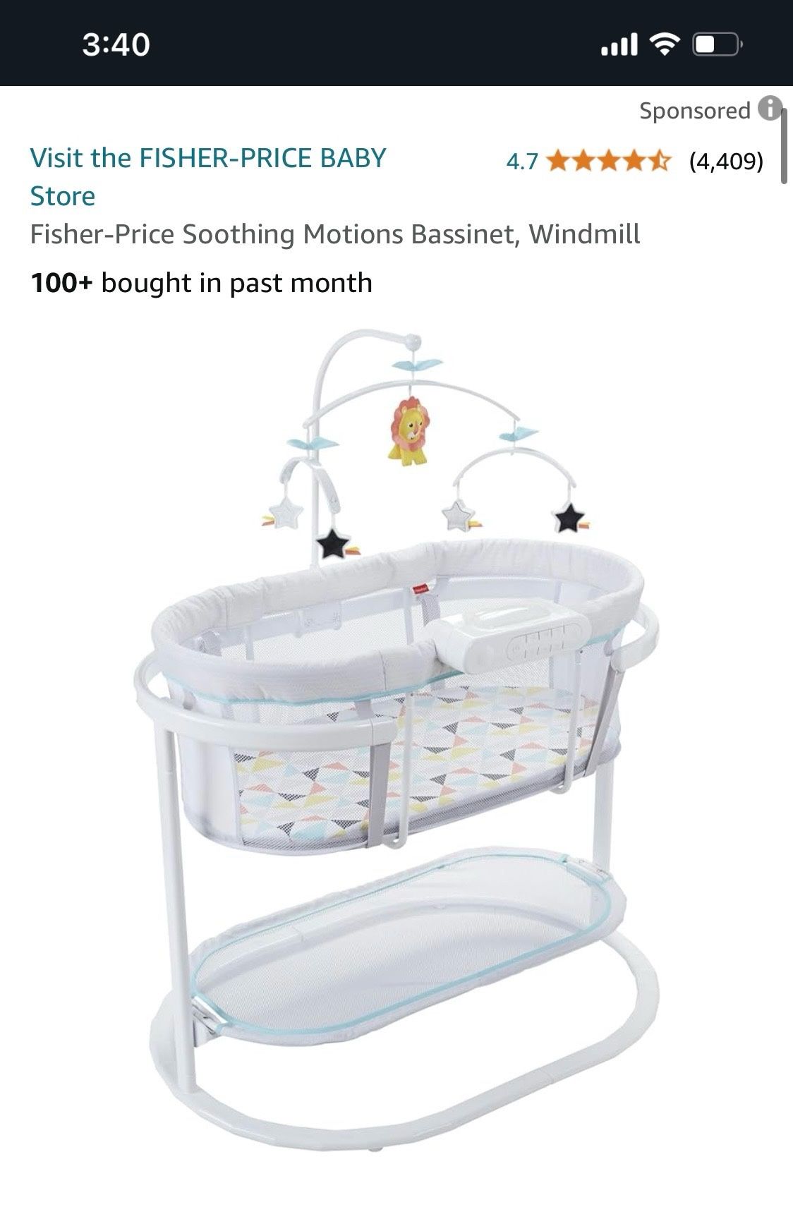 Fisher Price Baby Soothing Motions Bassinet