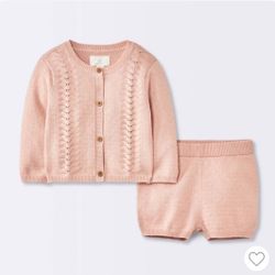 Cloud Island Baby Girl’s Sweater and Matching Shorts Set, Size 3-6 Months 