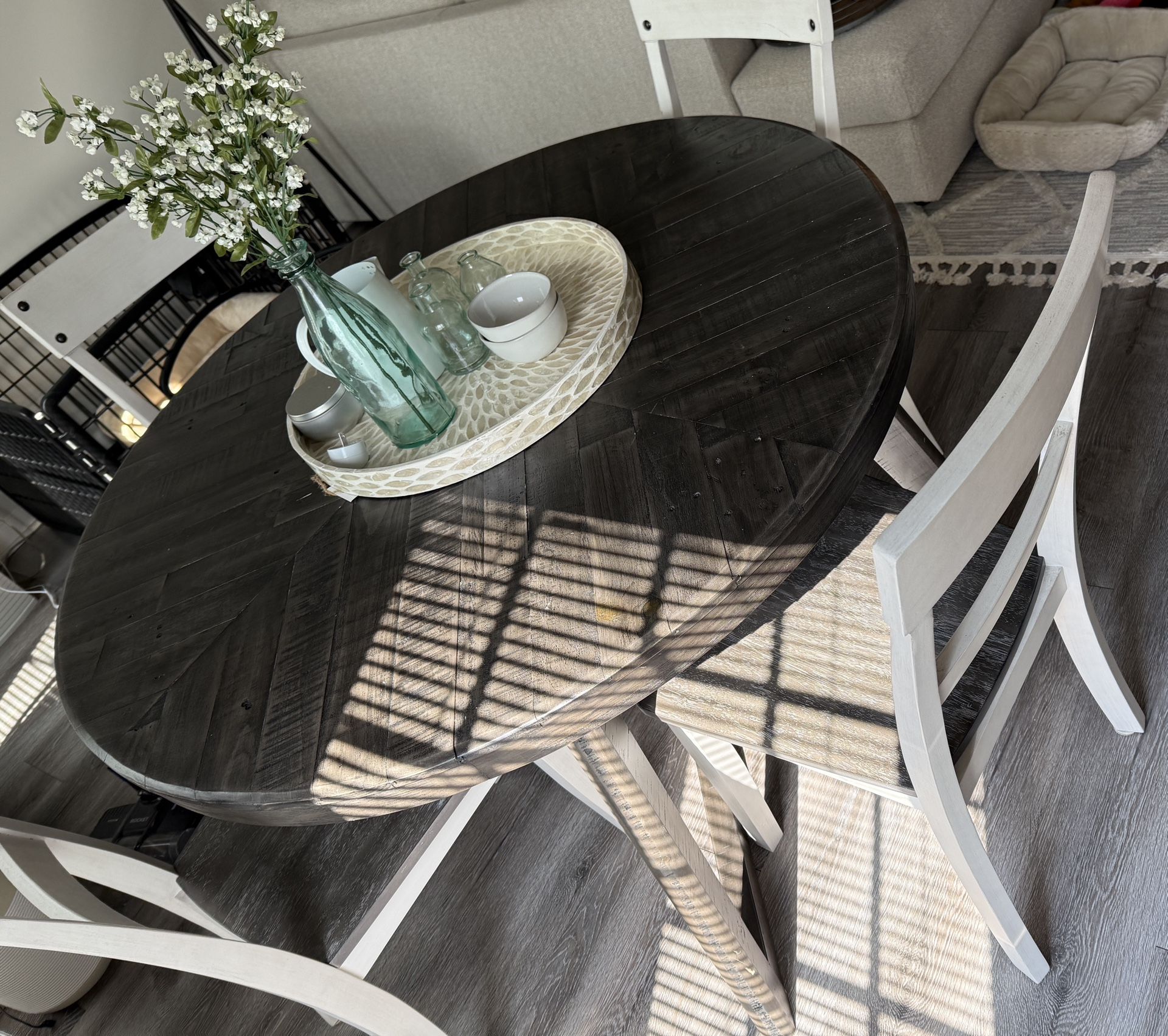 Grey Wood Dining Table With 4 Chairs