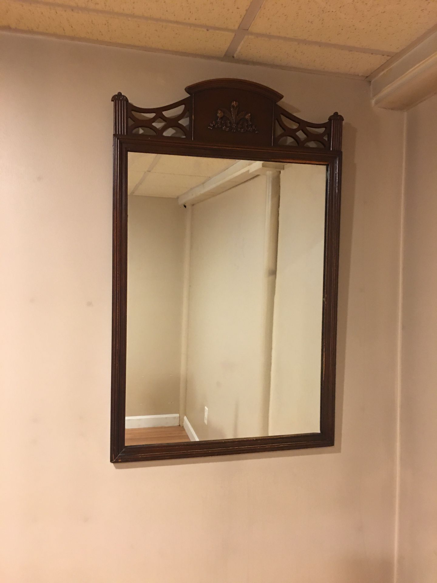 Antique mirror with real wood