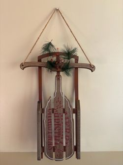 Decorative Wooden Christmas Sled Wall Hanging