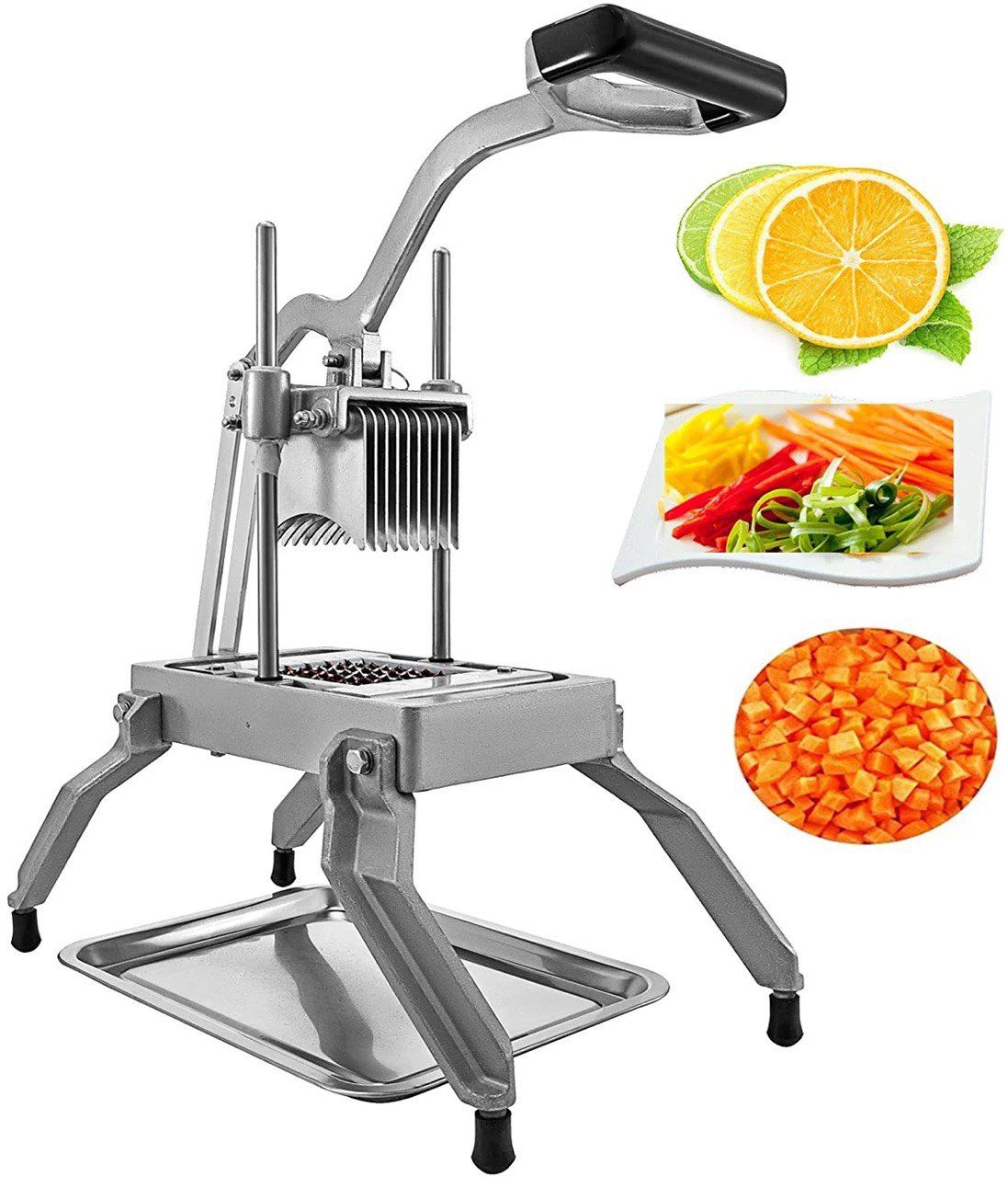 Commercial Vegetable Fruit Slicer 1/4 in. Blade Onion Cutter Heavy Duty Chopper Tomato Slicer with Tray
