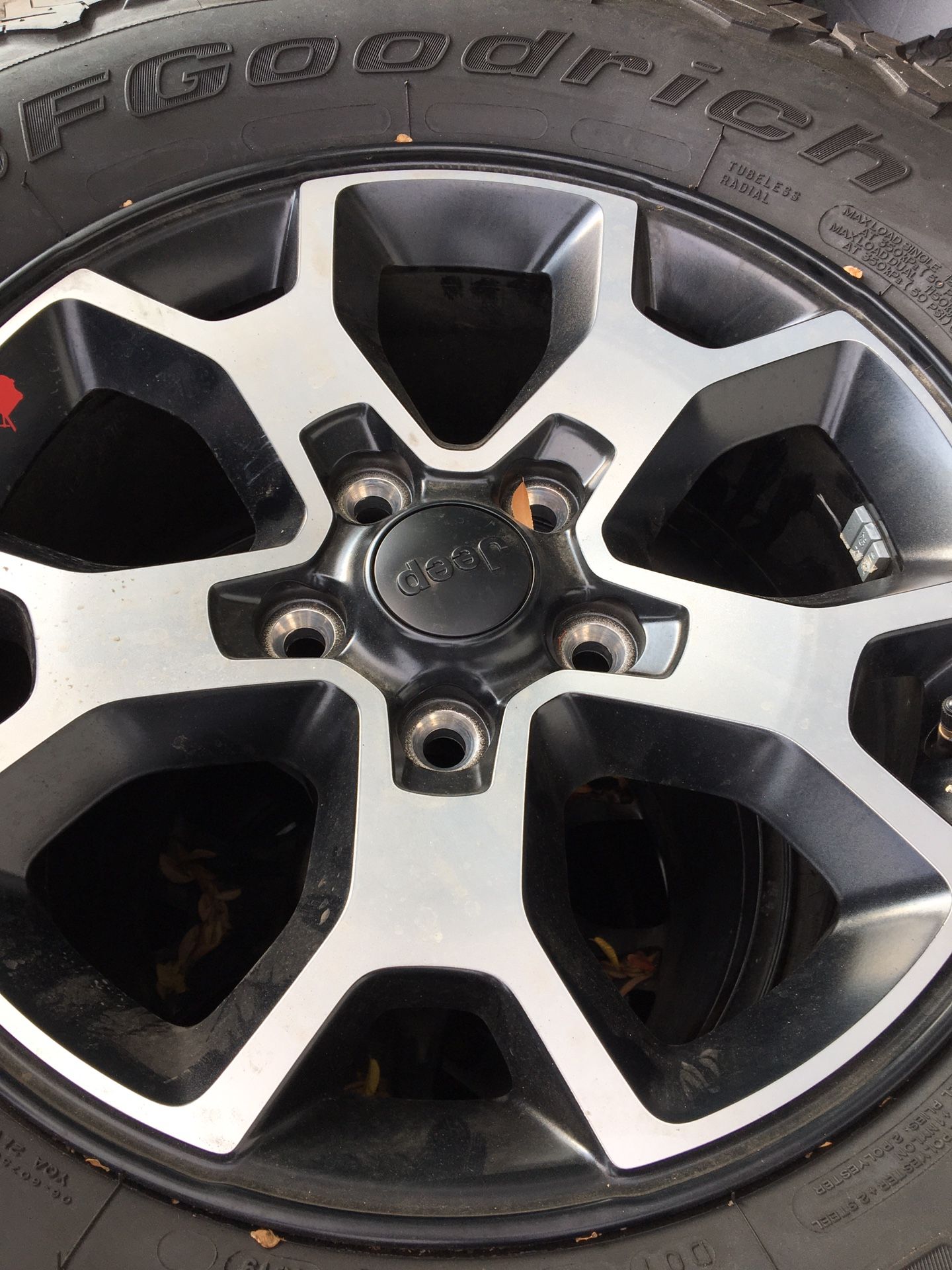 Used set of (5) Jeep OE wheels with BFG tires