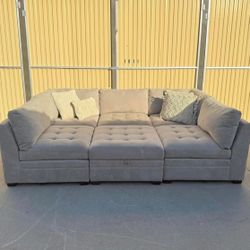 Gray Costco Thomasville Modular Sectional Couch Sofa & Ottoman