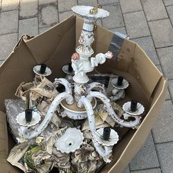 Vintage 1960 italian capodimonte porcelain chandelier