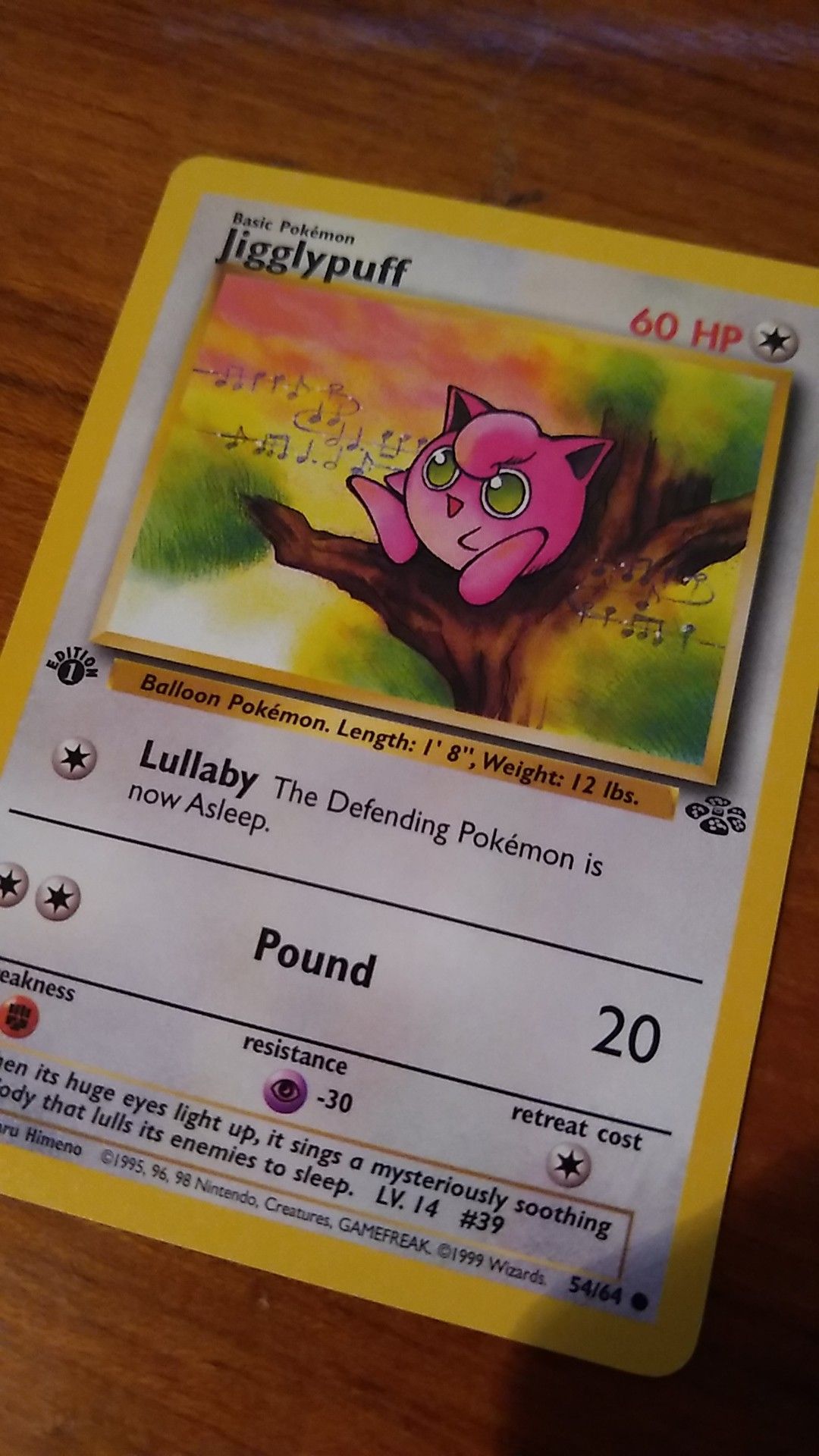 Basic Pokemon Jigglypuff First Edition 54/64 collectible Card