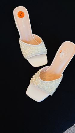 White pearl heels