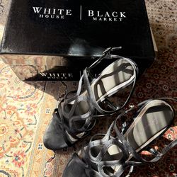 White House Black Market Women's Black Strappy Heels size 9