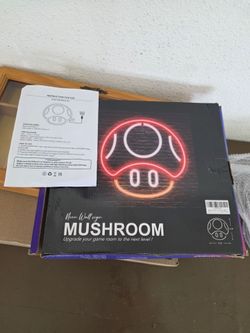 Kavaas Gaming Neon Sign, Mushroom Neon Sign for Game Room Decor, Man Cave, Kids Room - Gaming Mushroom Wall Decor - Gamer Gifts for Boys, Kids (Red),