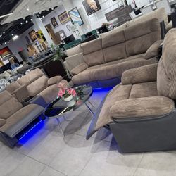 Power Recliner Sofa Set ✨ Easy Financing Available ✨ No Credit Needed 
