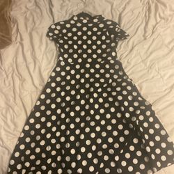 black and white polkadot dress