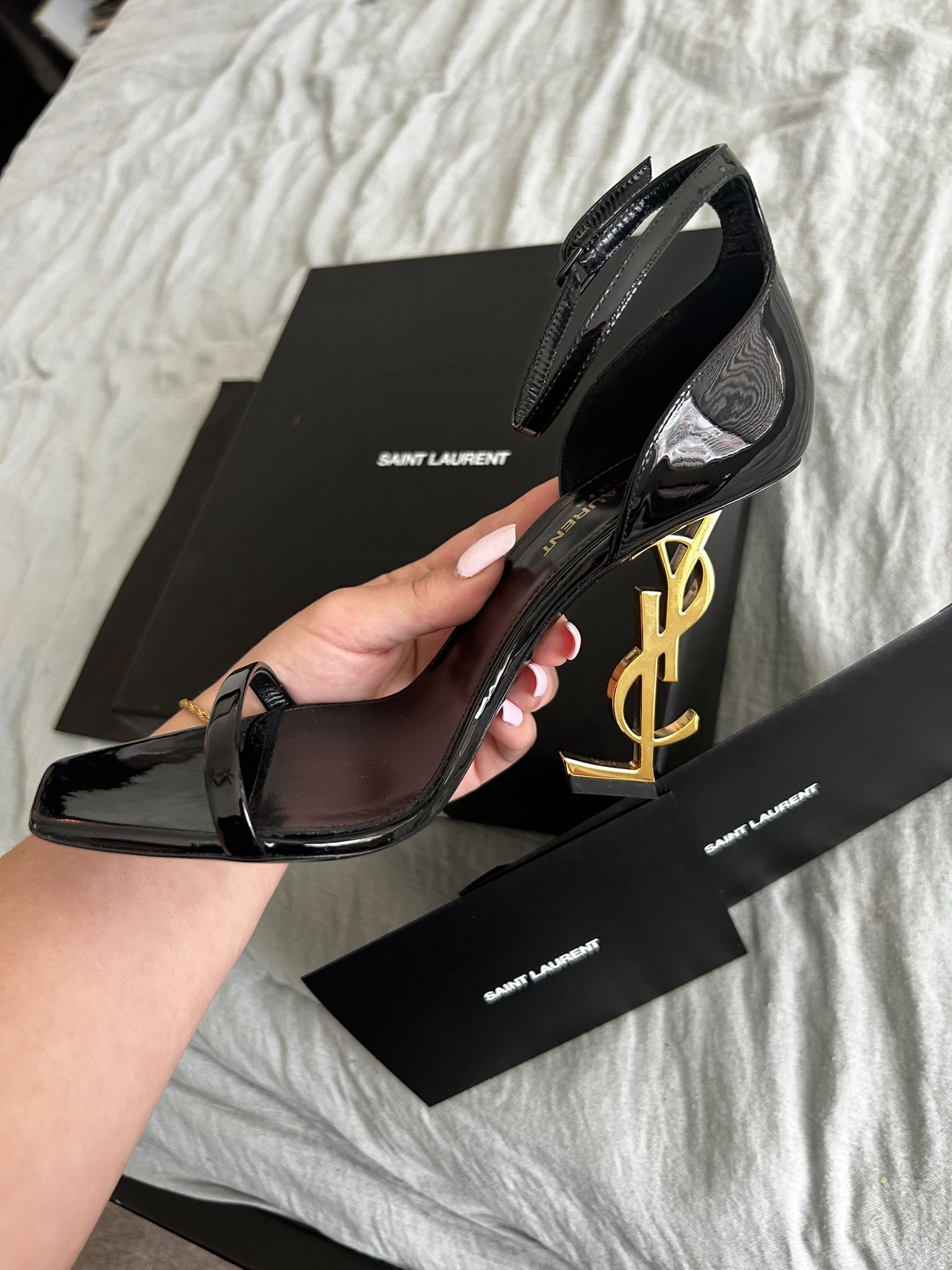 YSL label black heel