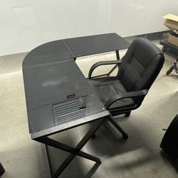 Black Glass Corner Desk W/chair
