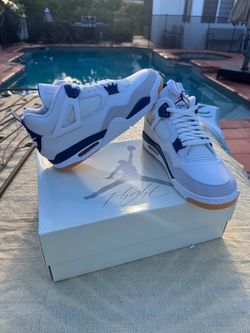 SIZE 12.5 NIKE SB Air Jordan 4 Retro Navy White Gum Sneakers Brand New Box Deadstock