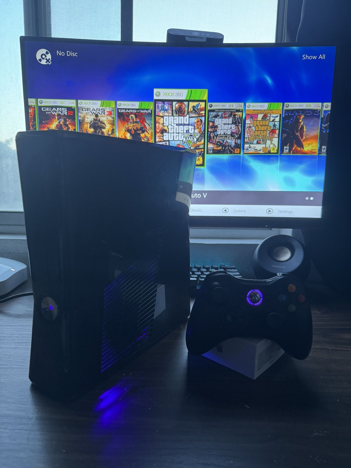 Xbox 360 Slim Modded With 25+ Preloaded Games Included! | RGH 3.0 | Purple LEDS | 250GB | Ready To Play!!